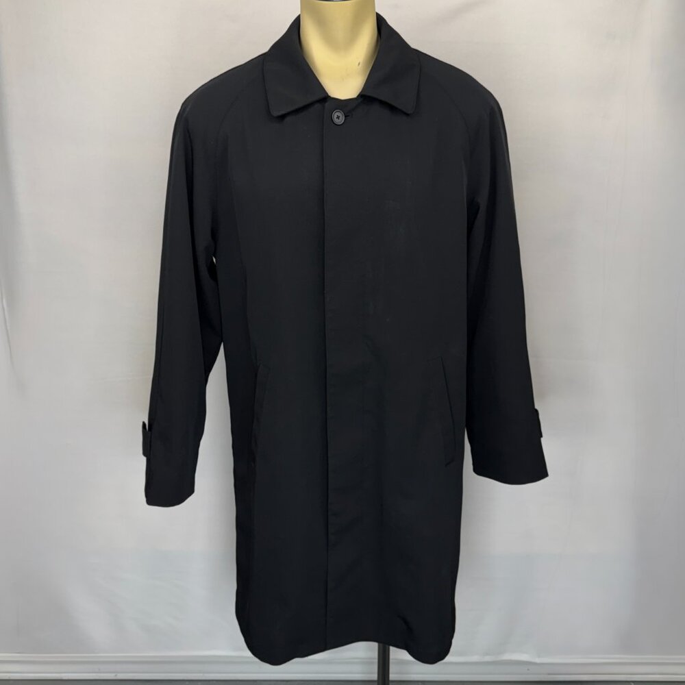 Pronto Uomo Black Rainwear Car‎ Coat L Water Repellent Trench Removable Liner